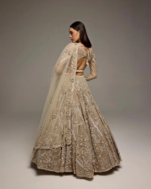 Made To Order – Soft Champagne Gold Oriane Bridal Lehenga