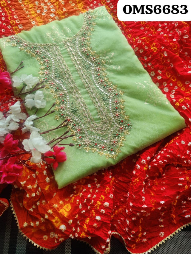 Organza Silk Hand Embroidered 2 pc Suit (No Dupatta)