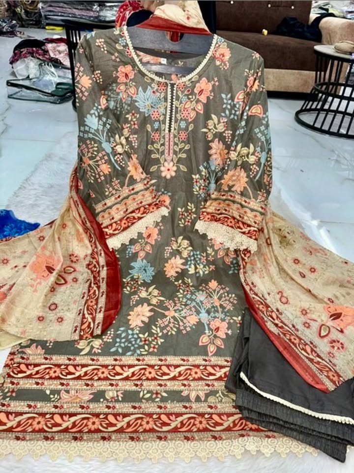 Pure Super Heavy Lawn Cotton Pakistani Style Stitched Suit