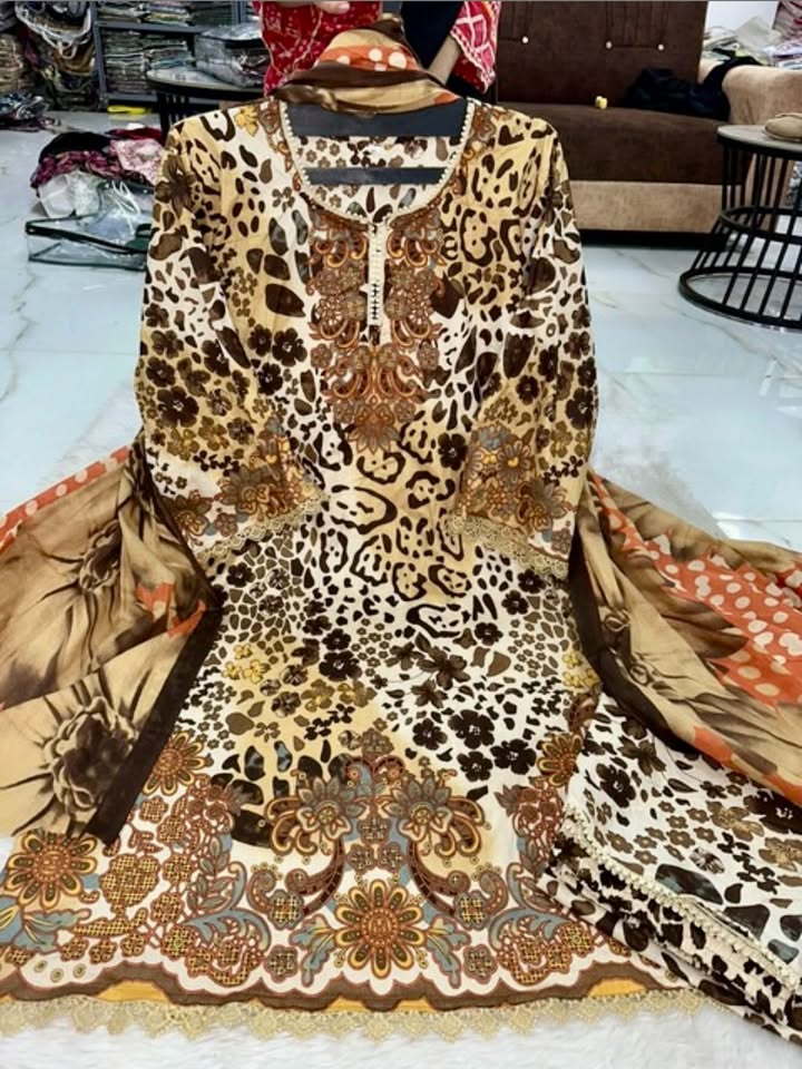 Pure Super Heavy Lawn Cotton Pakistani Style Stitched Suit