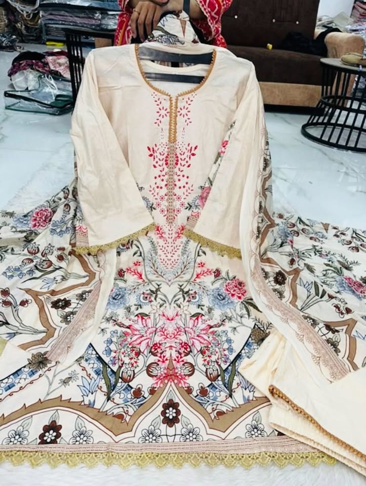 Pure Super Heavy Lawn Cotton Pakistani Style Stitched Suit