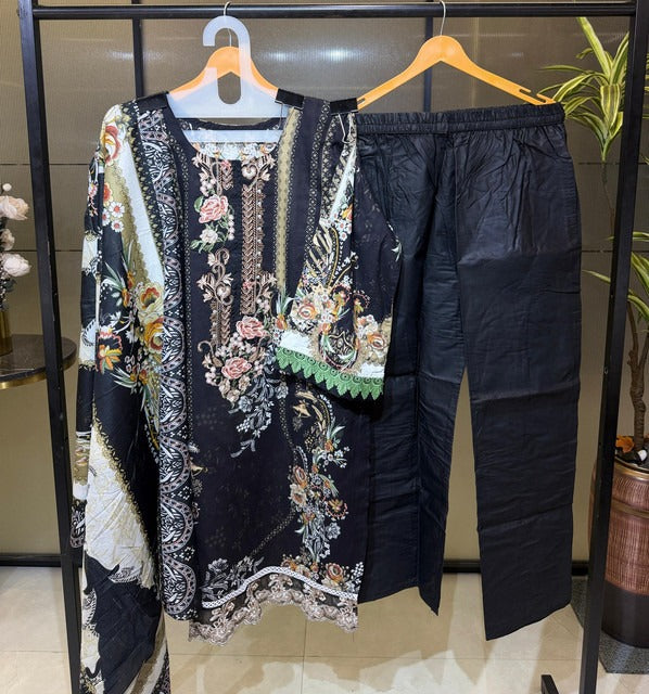 Pure Cotton With Embroidery and Laces Stitched Pakistani Style Suit
